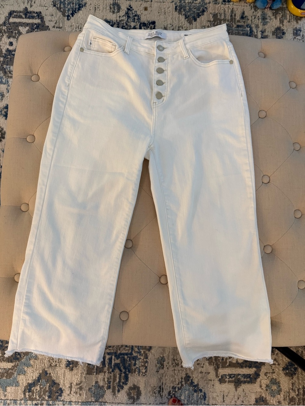 Judy Blue White Button-Fly Wide Leg Crop Jeans Size 13